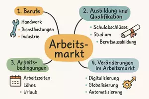 Vorschau - Arbeitsblätter - Arbeitsblatt "Arbeitsmarkt" + interaktive Lösung & MP3 + Mindmap + Infografik - Seite 2