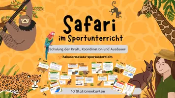 Vorschau - Stundenentwürfe - Stationenarbeit Safari - Deckblatt
