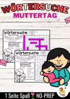 Aperçu - Feuilles d'exercices - Wörtersuche / Suchsel (Muttertag) Mai Fête des Mères Allemand - Page de couverture