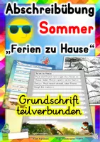 Vorschau - Unterrichtsreihen - Sommer - Abschreibübung "Ferien zu Hause" in Grundschrift und in 2 Schwierigkeitsstufen - Deckblatt