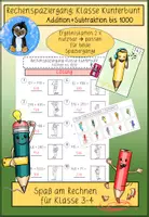 Vorschau - Arbeitsblätter - Rechenspaziergang Addition & Subtraktion bis 1000 – Klasse Kunterbunt | Bewegtes Lernen Mathe Grundschule - Deckblatt