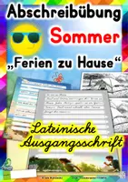 Vorschau - Unterrichtsreihen - Sommer - Abschreibübung "Ferien zu Hause" in Lateinischer Ausgangsschrift in 2 Schwierigkeitsstufen - Deckblatt