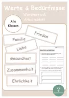 Vorschau - Bildkarten - Werte und Bedürfnisse Wortkarten - Deckblatt