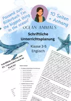 Vorschau - Stundenentwürfe - Schriftliche Unterrichtsplanung (10 Seiten): Ocean Animals - Deckblatt