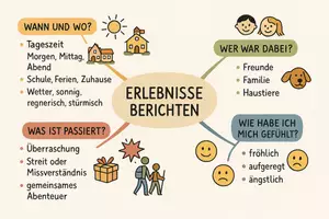 Vorschau - Arbeitsblätter - Lernposter + AB mit Fragen zum Thema "Erlebnisse berichten" + Lösungsblatt + Mindmap + Infografik - Seite 3