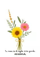 Vista previa - Manualidades / Dibujos para colorear - Tu amor es el regalo más grande, mamá - con ramo de flores y huella de mano - página 1