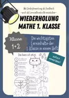 Vorschau - Arbeitsblätter - Wiederholung Mathe Klasse 1- Alle wichtigen Themen in einem Heft - Deckblatt