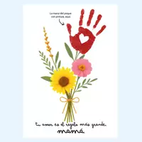 Vista previa - Manualidades / Dibujos para colorear - Tu amor es el regalo más grande, mamá - con ramo de flores y huella de mano - Portada