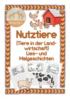 Vorschau - Arbeitsblätter - Nutztiere - Tiere in der Landwirtschaft: Lies- und Malgeschichten - Deckblatt