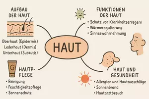 Vorschau - Arbeitsblätter - AB mit Fragen zum Thema "Aufbau und Leistungsfähigkeit der Haut" + Lösungsblatt + Mindmap + Infografik - Seite 2