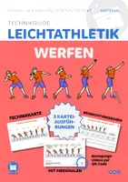 Vorschau - Stationenlernen - Leichtathletik Werfen Kugel, Speer, Drehwurf, Ball Technikkarten - Deckblatt