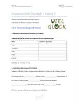Vorschau - Klassenarbeiten - Klassenarbeit Deutsch Klasse 5: Tier- und Wegbeschreibungen (inkl. Lösung + Erwartungshorizont!) - Seite 1