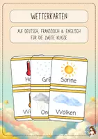 Vorschau - Lehrpläne/Lehrermaterial - Wetterkarten: Deutsch, Französisch & Englisch (orange) - Deckblatt