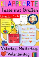 Vorschau - Arbeitsblätter - Muttertag Valentinstag Bastelvorlage - Teetasse Klapp-Karte - Deckblatt