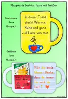 Vorschau - Arbeitsblätter - Muttertag Valentinstag Bastelvorlage - Teetasse Klapp-Karte - Seite 1