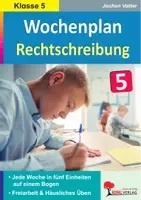 Vorschau - Arbeitsblätter - Wochenplan Rechtschreibung Klasse 5 | Jede Woche auf einem Bogen | Dehnung, Dopplung, Groß-/Kleinschreibung | mit Lösungen - Deckblatt