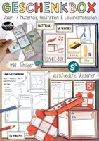 Vorschau - Mal- und Bastelvorlagen - Geschenkbox zum Ausfüllen - Muttertag, Vatertag & Held*innen / Lieblingsmenschen Geschenk - Deckblatt