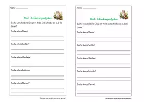 Vorschau - Arbeitsblätter - Wald - Entdeckungsaufgaben - Deckblatt