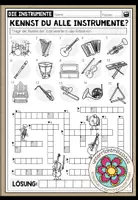 Vorschau - Arbeitsblätter - Musikinstrumente und Instrumentenkunde – Instrumente erkennen und benennen | Kreuzworträtsel Arbeitsblatt 4.–5. Klasse - Deckblatt