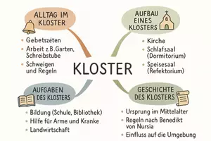 Vorschau - Arbeitsblätter - Lernposter + Arbeitsblätter zum Thema "Kloster" + Lösung & MP3 + Mindmap + Infografik - Seite 3
