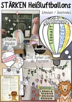 Vorschau - Arbeitsblätter - Meine Stärken - Heißluftballon Bastelvorlage + 200 Stärken / Anti Mobbing - Deckblatt