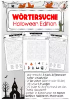 Vorschau - Arbeitsblätter - Wörtersuche Halloween Suchsel Deutschunterricht Vertretungsunterricht - Deckblatt