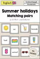 Vorschau - Spiele - Summer holidays (Sommerferien, Sommer) Matching pairs Merkspiel - Englisch - Deckblatt