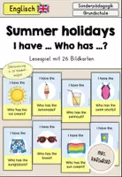 Vorschau - Spiele - Summer holidays (Summer, Sommerferien) Lesespiel I have ... who has ...? - Englisch - Deckblatt