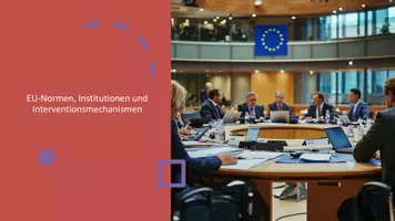 Vorschau - Präsentationen/Tafelbilder - Präsentation: EU-Institutionen, Normen und Eingriffe - Deckblatt