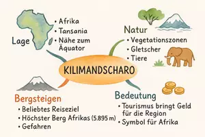 Vorschau - Arbeitsblätter - AB mit Fragen zum Thema "Kilimandscharo" + Lösungsblatt + Mindmap + Infografik - Seite 2
