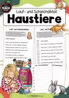 Vorschau - Arbeitsblätter - Lauf- & Schleichdiktat - Haustiere - Deckblatt
