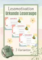 Vorschau - Anderer Materialtyp - Urkunde Leseraupe oder Bücherwurm - Deckblatt