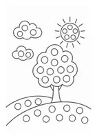 Vorschau - Arbeitsblätter - Fingerabdruck-Landschaft / Dot-Painting - Seite 1