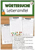 Vorschau - Arbeitsblätter - Wörtersuche Lebensmittel Ernährung Grundschule Sek I DaZ - Deckblatt