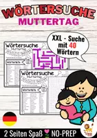 Aperçu - Feuilles d'exercices - XXL Wörtersuche / Suchsel (Muttertag) Mai Fête des Mères Allemand - Page de couverture