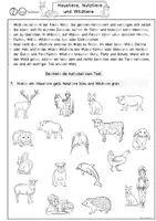 Vorschau - Arbeitsblätter - Lesetext Klasse 3, Haustiere, Nutztiere und Wildtiere, Leseverstehen - Seite 2