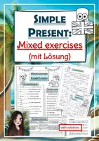 Vorschau - Arbeitsblätter - Simple Present - mixed exercises (Übungsaufgaben mit Lösungen!) - Deckblatt