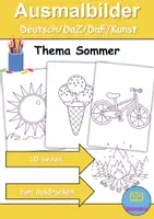 Vorschau - Mal- und Bastelvorlagen - Ausmalbilder Thema Sommer - Grundschule - Bastelvorlagen - Deckblatt