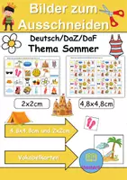 Vorschau - Mal- und Bastelvorlagen - Vokabelbilder Sommer - Bilder zum ausschneiden (Klasse 1 und 2) - Deckblatt
