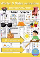 Vorschau - Spiele - Sommer Wörter und Sätze schreiben und Silben DaZ/DaF, deutsch - Deckblatt