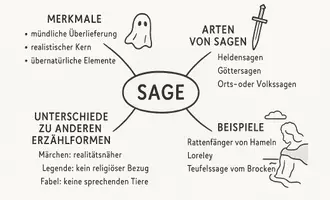 Vorschau - Arbeitsblätter - Lernposter + AB mit Fragen zum Thema "Sagen" + Lösungsblatt + Mindmap + Infografik - Seite 2