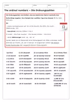Vorschau - Arbeitsblätter - Arbeitsblatt - Ordnungszahlen - The ordinal numbers - Deckblatt