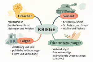 Vorschau - Arbeitsblätter - Lernposter + AB mit Fragen zum Thema "Kriege" + Lösungsblatt + Mindmap + Infografik - Seite 3
