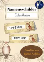 Vorschau - Mal- und Bastelvorlagen - Eulenklasse - Namensschilder (ausfüllbar) - Deckblatt