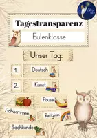 Vorschau - Mal- und Bastelvorlagen - Eulenklasse - Tagestransparenz (Stundenplan) - Deckblatt