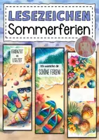 Vorschau - Mal- und Bastelvorlagen - Lesezeichen - Feriengrüße zu den Sommerferien - Deckblatt