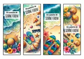 Vorschau - Mal- und Bastelvorlagen - Lesezeichen - Feriengrüße zu den Sommerferien - Seite 1