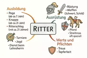 Vorschau - Arbeitsblätter - Lernposter + Arbeitsblätter zum Thema "Ritter" + Lösung & MP3 + Mindmap + Infografik - Seite 3