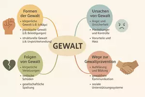 Vorschau - Arbeitsblätter - Lernposter + AB mit Fragen zum Thema "Gewalt" + Lösungsblatt + Mindmap + Infografik - Seite 2