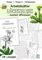 Vorschau - Stundenentwürfe - Löwenzahn Arbeitsheft, Lernstation, Klasse 1, 2, Förderschule (differenziert) - Deckblatt